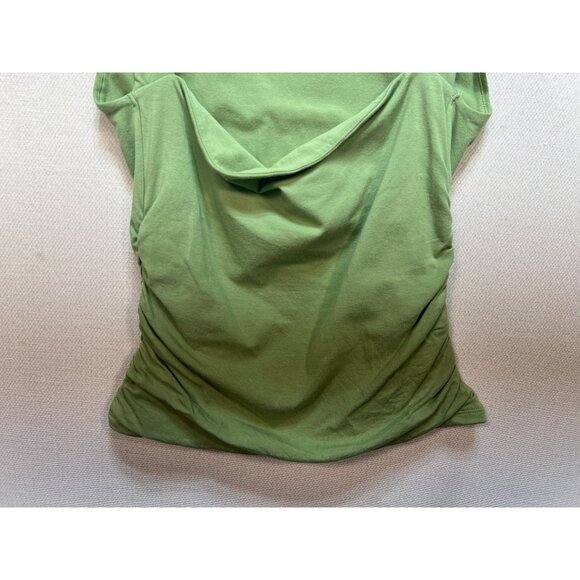 Abercrombie & Fitch Women's Side Ruched Luxe Open Neck Top Sleeveless Sz M Green - Picture 7 of 12